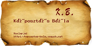 Káposztás Béla névjegykártya